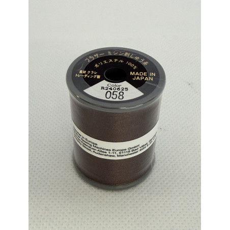 Bobine fil à broder BROTHER 300 m 058 brun foncé