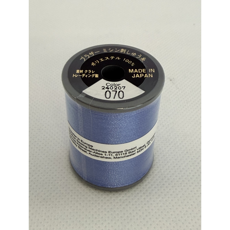 Bobine fil à broder BROTHER 300 m 070 bleu centauré