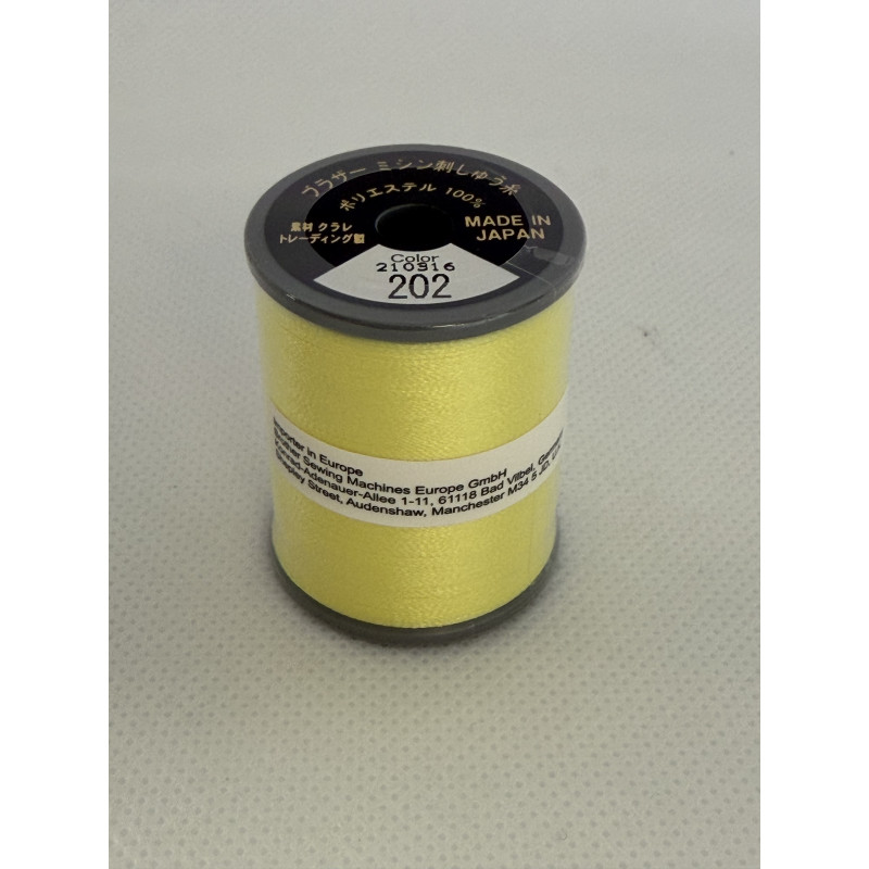 Bobine fil à broder BROTHER 300 m 202 Jaune citron