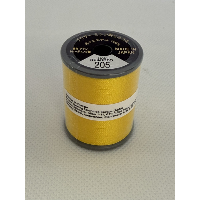 Bobine fil à broder BROTHER 300 m 205 Jaune