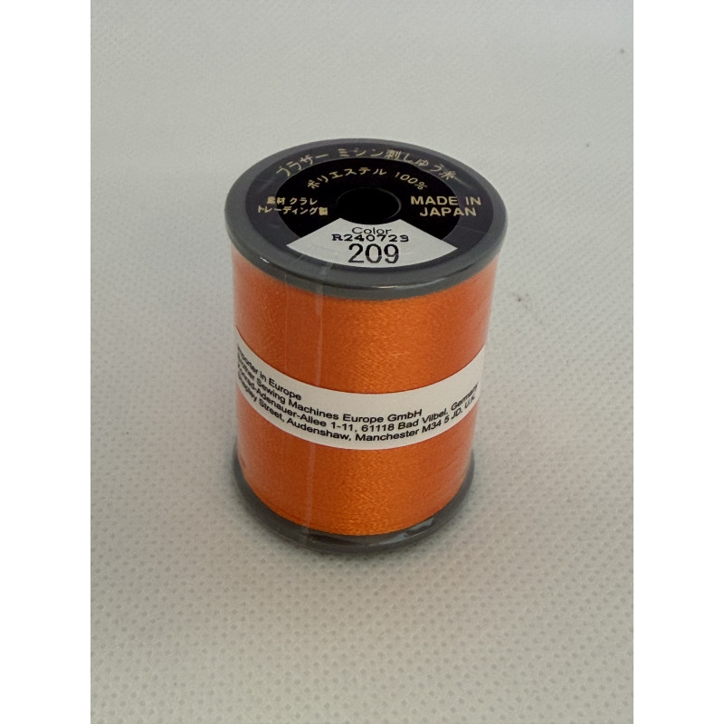 Bobine fil à broder BROTHER 300 m 209 Orange vif