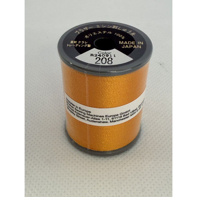 Bobine fil à broder BROTHER 300 m 208 Orange