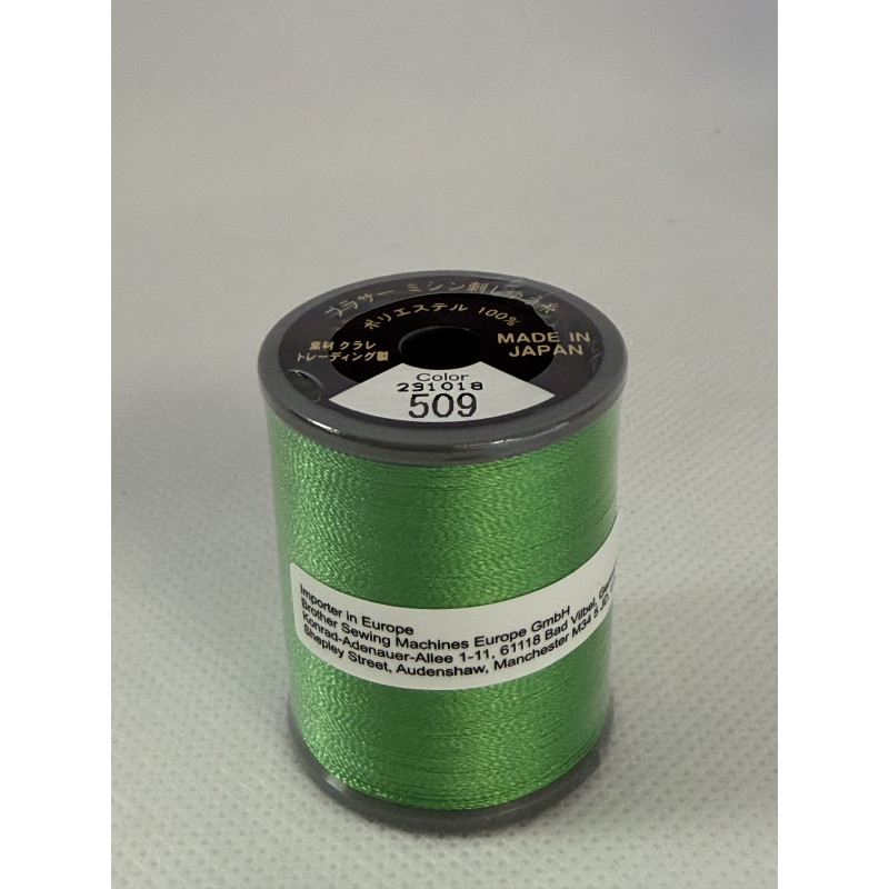 Bobine fil à broder BROTHER 300 m 509 Vert feuille