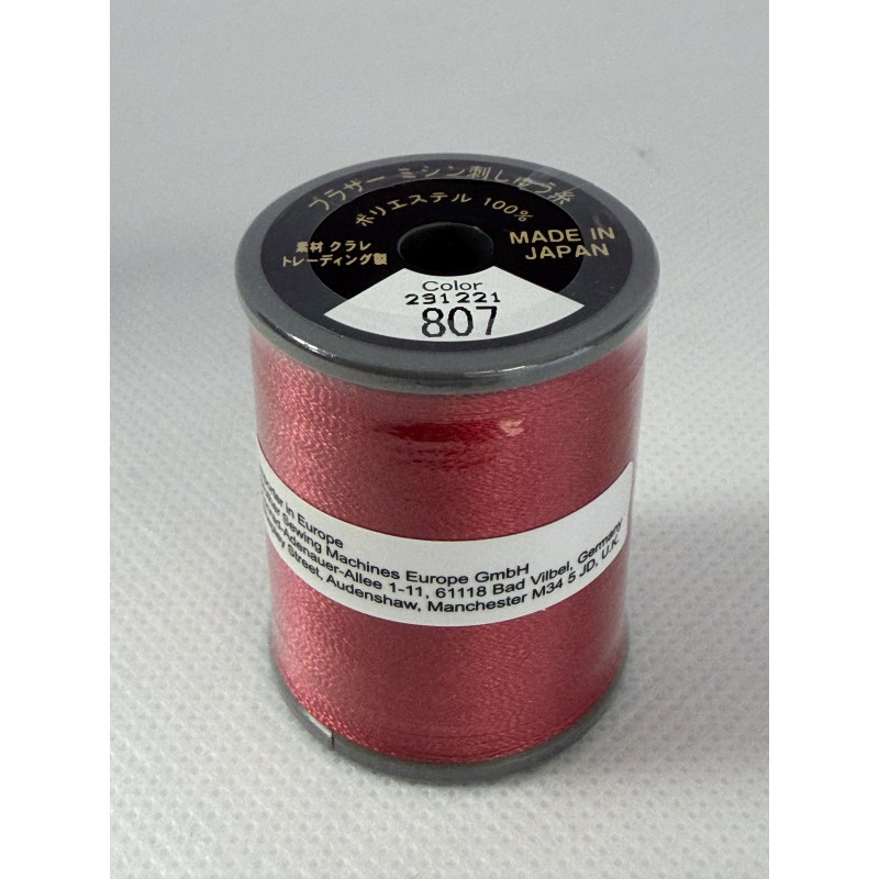 Bobine fil à broder BROTHER 300 m 807 Carmin