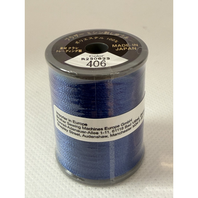 Bobine fil à broder BROTHER 300 m 406 Bleu outremer