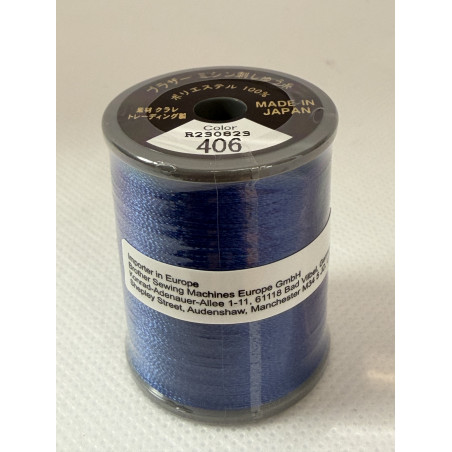 Bobine fil à broder BROTHER 300 m 406 Bleu outremer