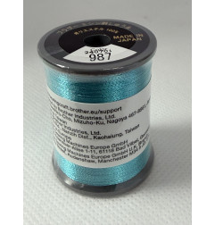 Bobine fil à broder BROTHER 300 m métallique 987 Bleu clair