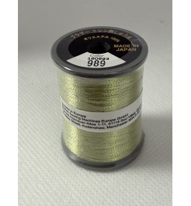 Bobine fil à broder BROTHER 300 m métallique 989 Vert tendre