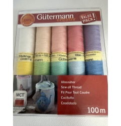Pack 10 bobines 100m Polyester Gütermann