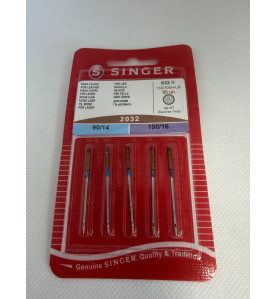 PAQUET 5 AIGUILLES PANACHEES SINGER CUIR 90/100