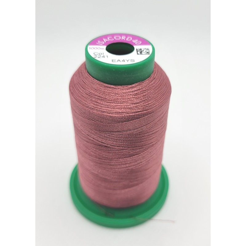 Cône 1000 m Isacord 40 bois de rose foncé réf 2922/2241 fil à broder