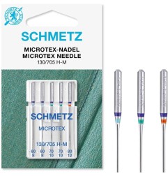 5 aiguilles Microtex panachées 60-70-80 Schmetz