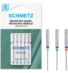5 aiguilles Microtex panachées 60-70-80 Schmetz