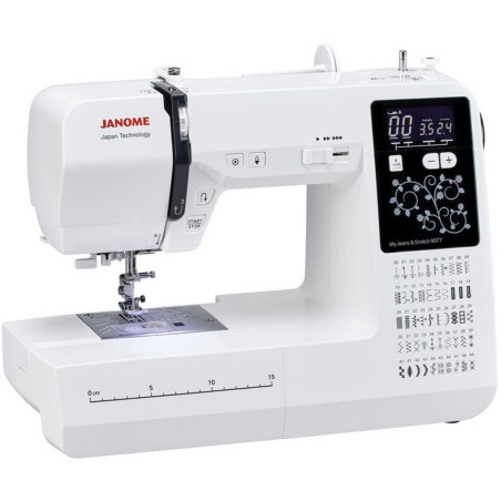 Machine à coudre JANOME 9077 JEANS & STRETCH + Coffret Madeira offert