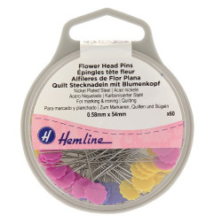 60 Epingles tête fleur 0.58mm x 54mm HEMLINE