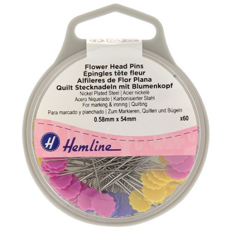 60 Epingles tête fleur 0.58mm x 54mm HEMLINE