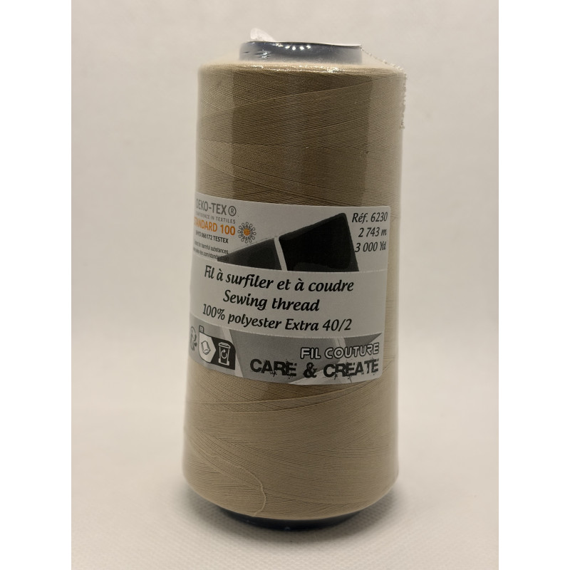 Cône 2743 m polyester beige foncé 6230-157 couture & surfilage Cône 2743 m polyester beige foncé 6230-157 couture & surfilage