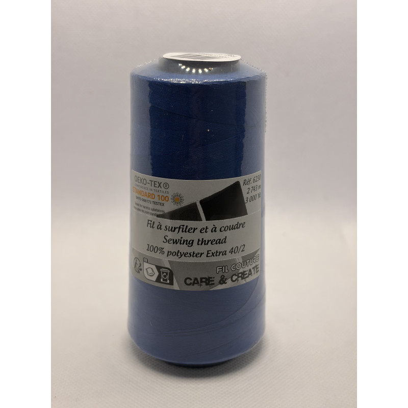 Cône 2743 m polyester bleu 6230-145 couture & surfilage